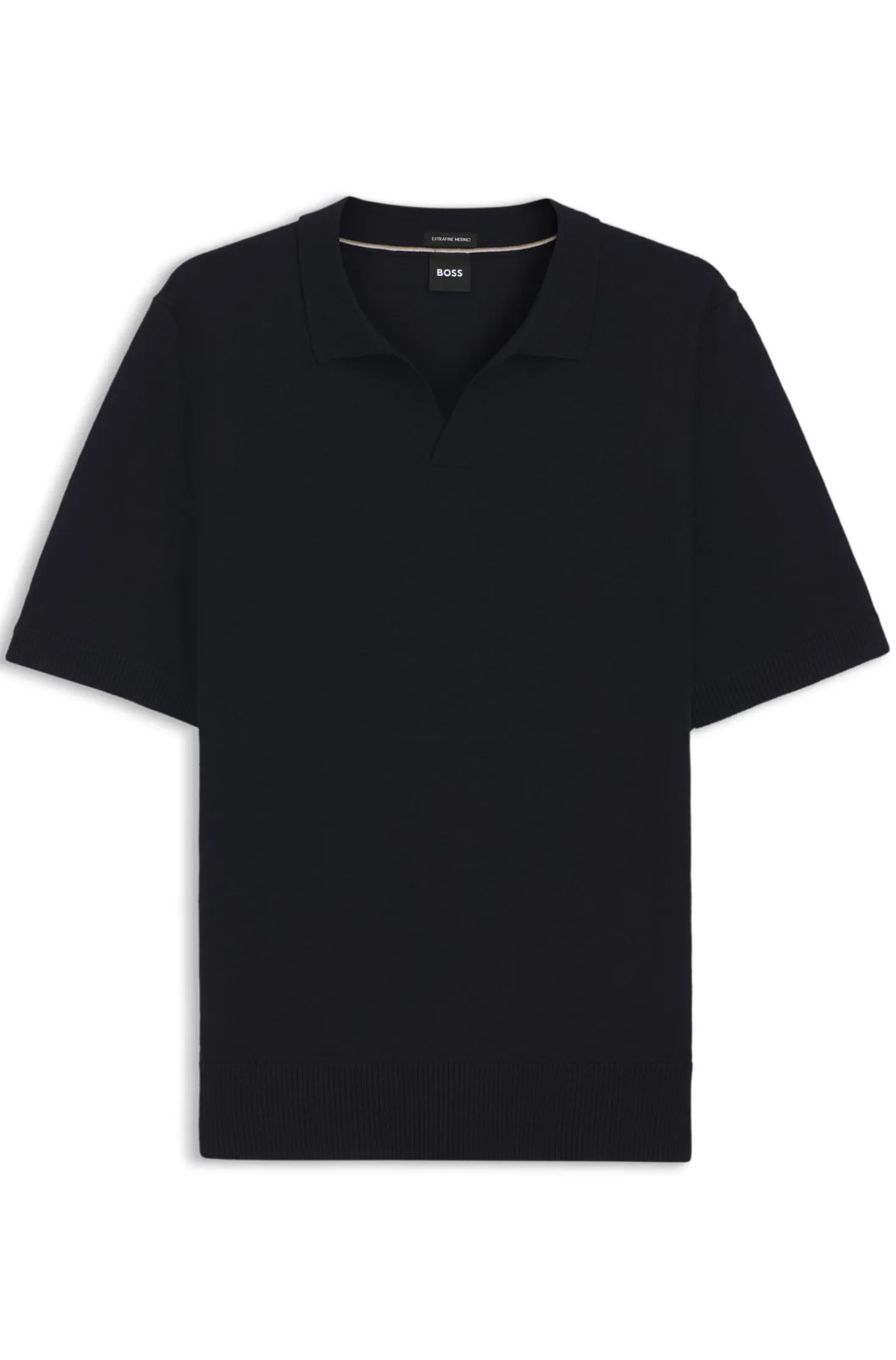 Strick-Poloshirt aus Merinowolle mit Johnny-Kragen