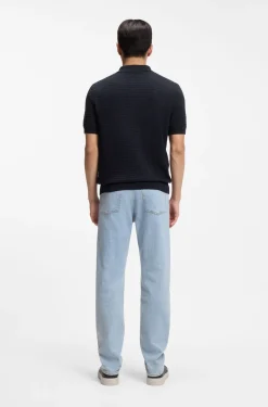 Strick-Poloshirt aus Seide und Baumwolle