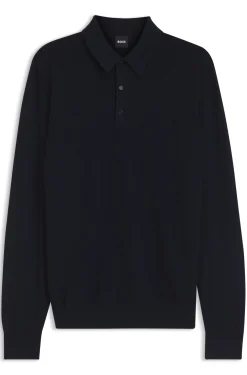 Strick-Poloshirt aus Woll-Mix mit verschiedenen Strukturen