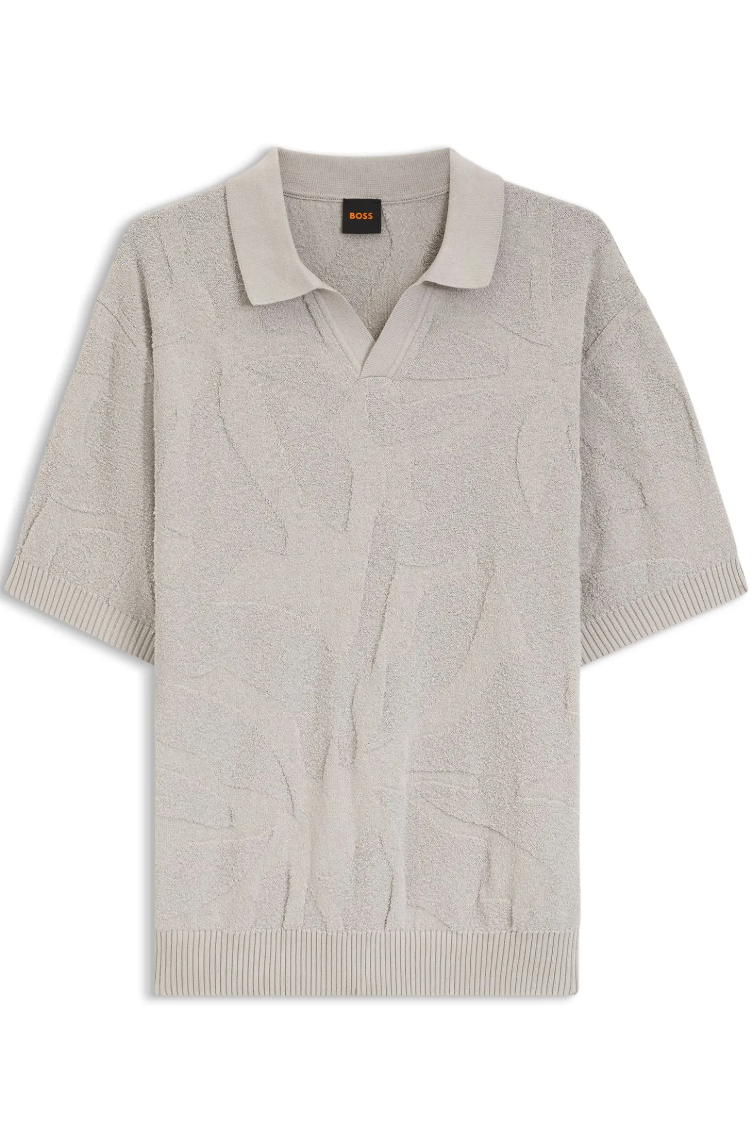 Strick-Poloshirt mit Johnny-Kragen und grafischem Muster