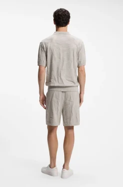 Strick-Poloshirt mit Johnny-Kragen und grafischem Muster