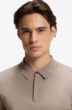Strick-Poloshirt mit verdeckter Knopfleiste