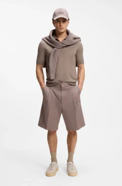 Strick-Poloshirt mit verdeckter Knopfleiste