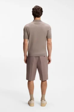 Strick-Poloshirt mit verdeckter Knopfleiste