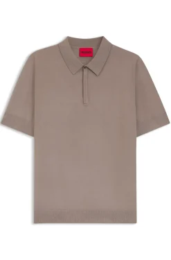 Strick-Poloshirt mit verdeckter Knopfleiste