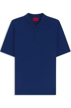 Strick-Poloshirt mit verdeckter Knopfleiste