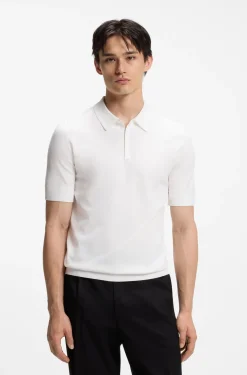 Strick-Poloshirt mit verdeckter Knopfleiste