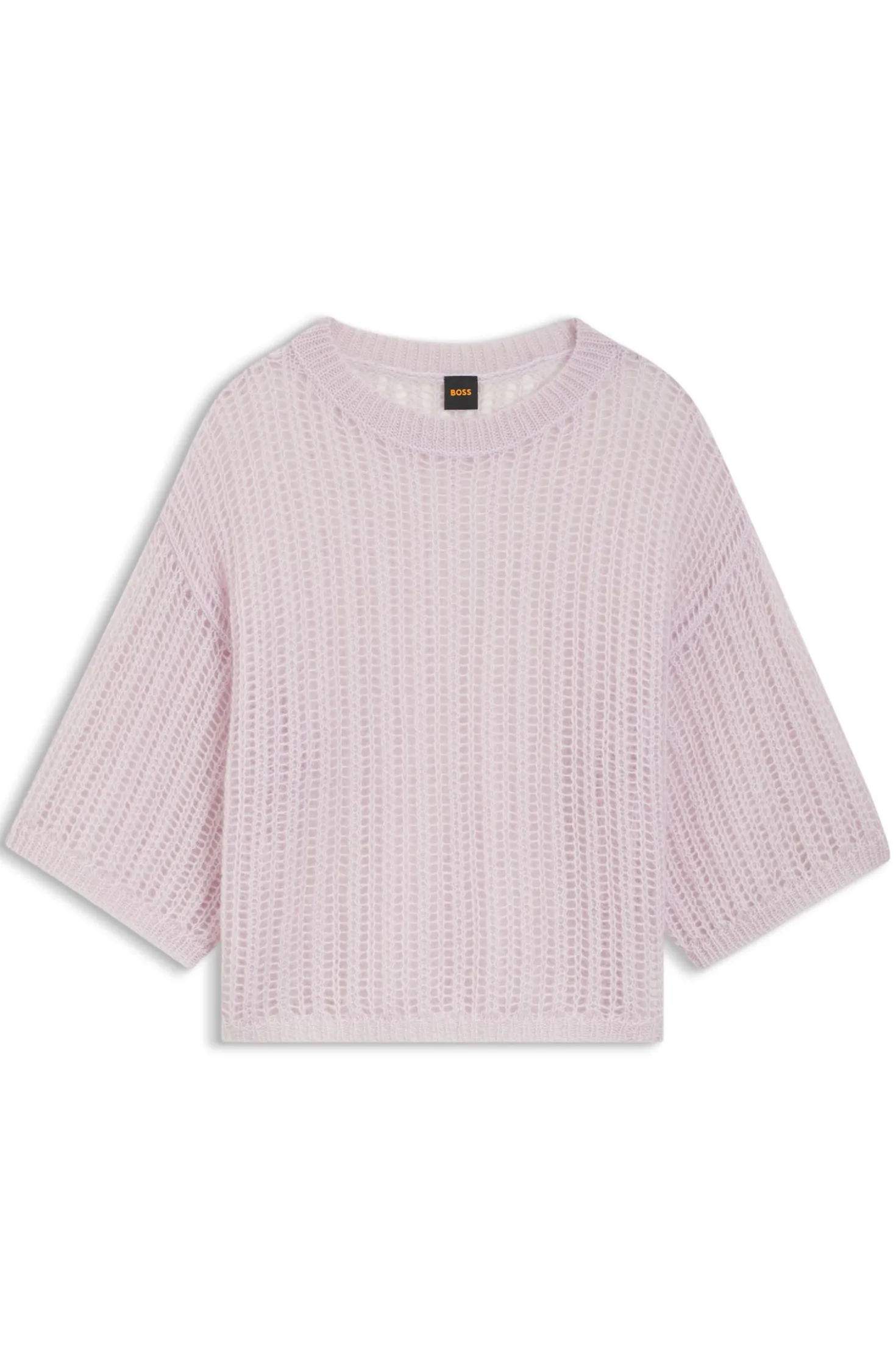 Strickpullover aus Woll-Mix mit Lochmuster