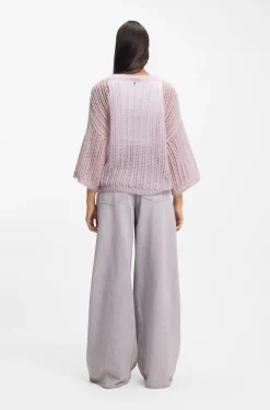 Strickpullover aus Woll-Mix mit Lochmuster