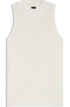 Stricktop aus Baumwolle mit feiner Spitzenstruktur