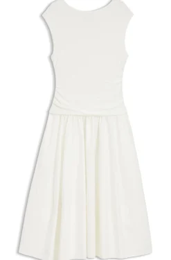 Strukturiertes Jersey-Kleid mit Popeline-Rock