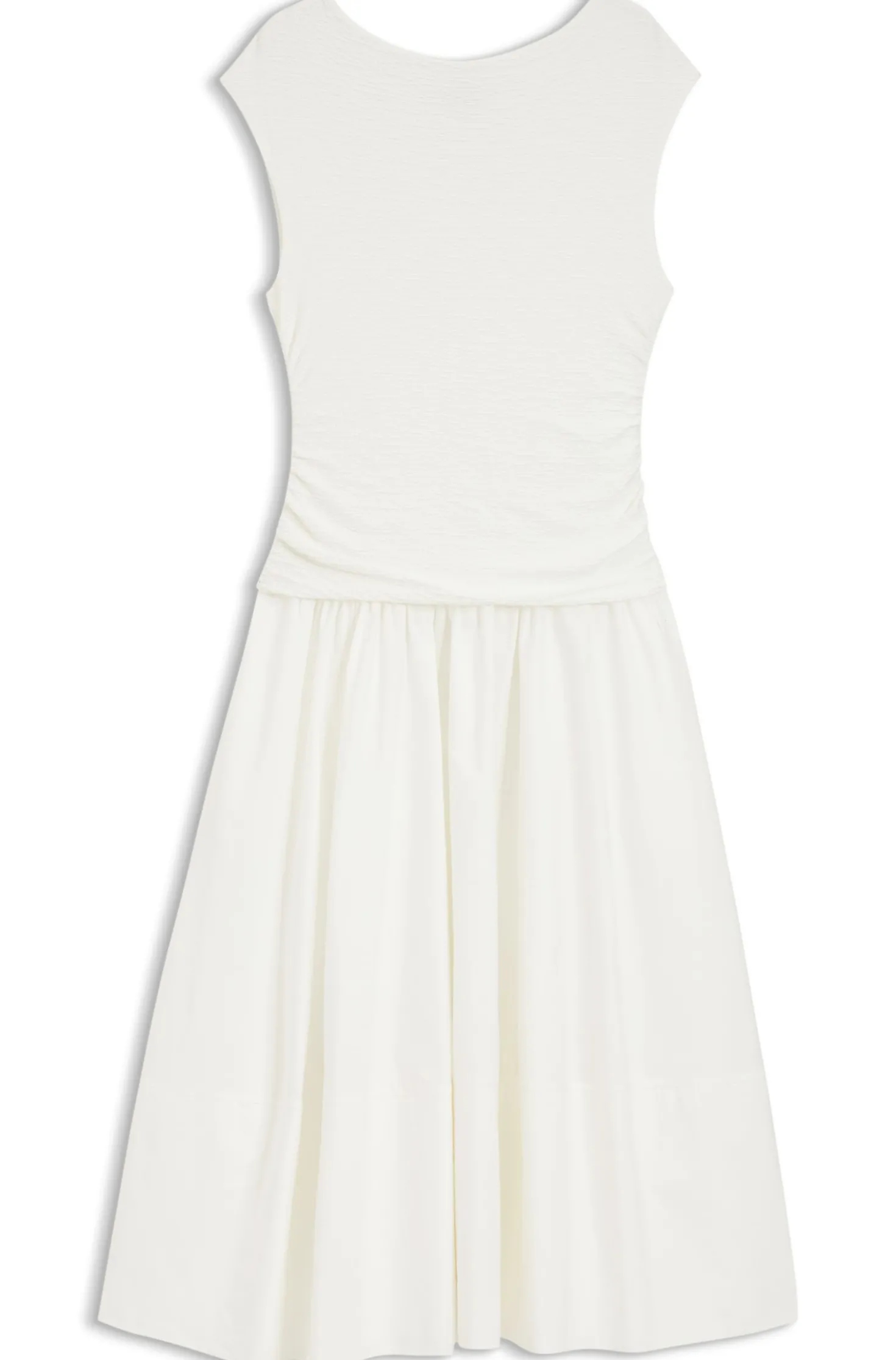 Strukturiertes Jersey-Kleid mit Popeline-Rock