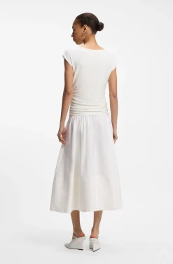 Strukturiertes Jersey-Kleid mit Popeline-Rock