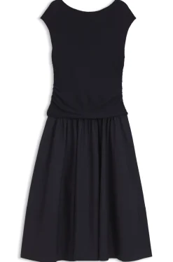 Strukturiertes Jersey-Kleid mit Popeline-Rock