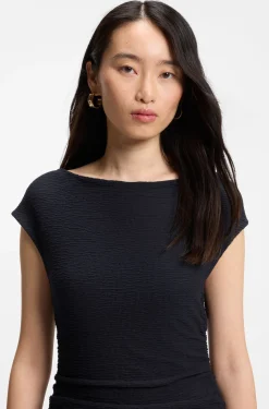 Strukturiertes Jersey-Kleid mit Popeline-Rock