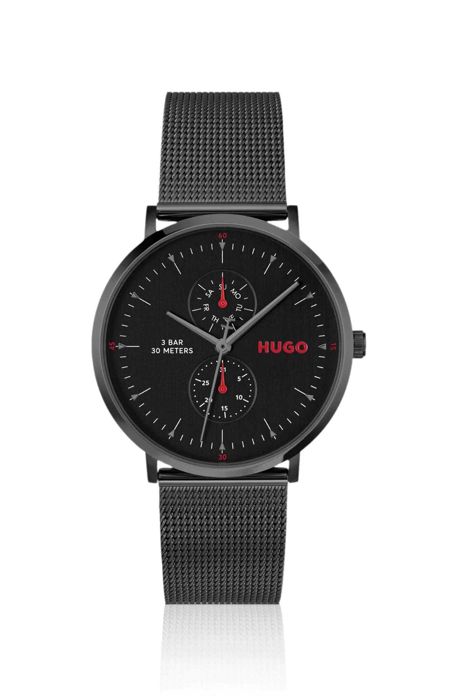 Style Schwarz beschichtete Uhr mit Mesh-Armband
