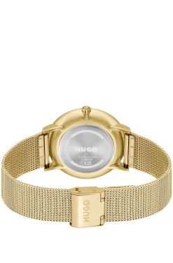 #Style 3-Zeiger-Uhr mit Mesh-Armband und blauem Zifferblatt