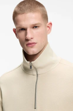 Sweatshirt aus Baumwolle mit kurzem Reißverschluss