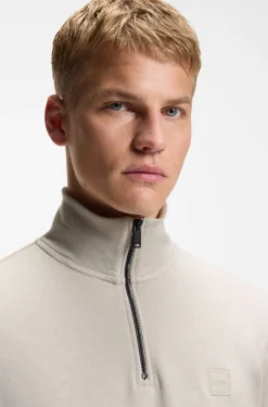 Sweatshirt aus Baumwoll-Terry mit Troyerkragen