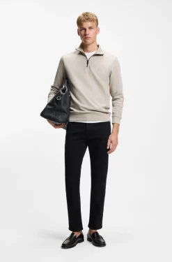 Sweatshirt aus Baumwoll-Terry mit Troyerkragen