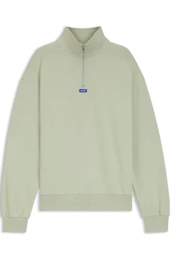 Sweatshirt aus Baumwoll-Terry mit Troyerkragen