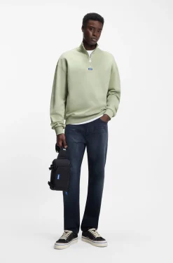 Sweatshirt aus Baumwoll-Terry mit Troyerkragen