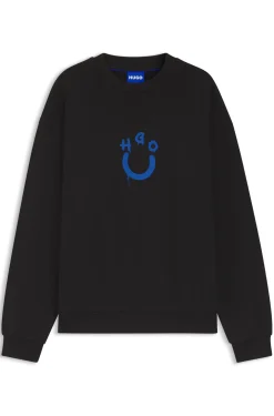 Sweatshirt aus Baumwoll-Terry mit Happy HUGO
