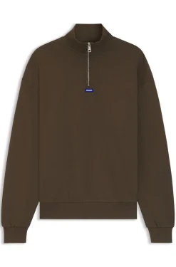 Sweatshirt aus Baumwoll-Terry mit Troyerkragen