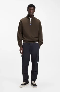 Sweatshirt aus Baumwoll-Terry mit Troyerkragen