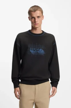 Sweatshirt aus Baumwoll-Terry mit Logo und kontrastfarbenen Nähten