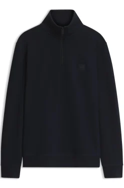 Sweatshirt aus Baumwoll-Terry mit Troyerkragen