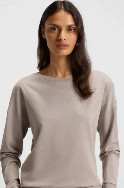 Sweatshirt aus meliertem Jersey mit U-Boot-Ausschnitt und Logo-Applikation