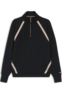 Sweatshirt mit Reißverschluss am Kragen und kontrastfarbenen Einsätzen