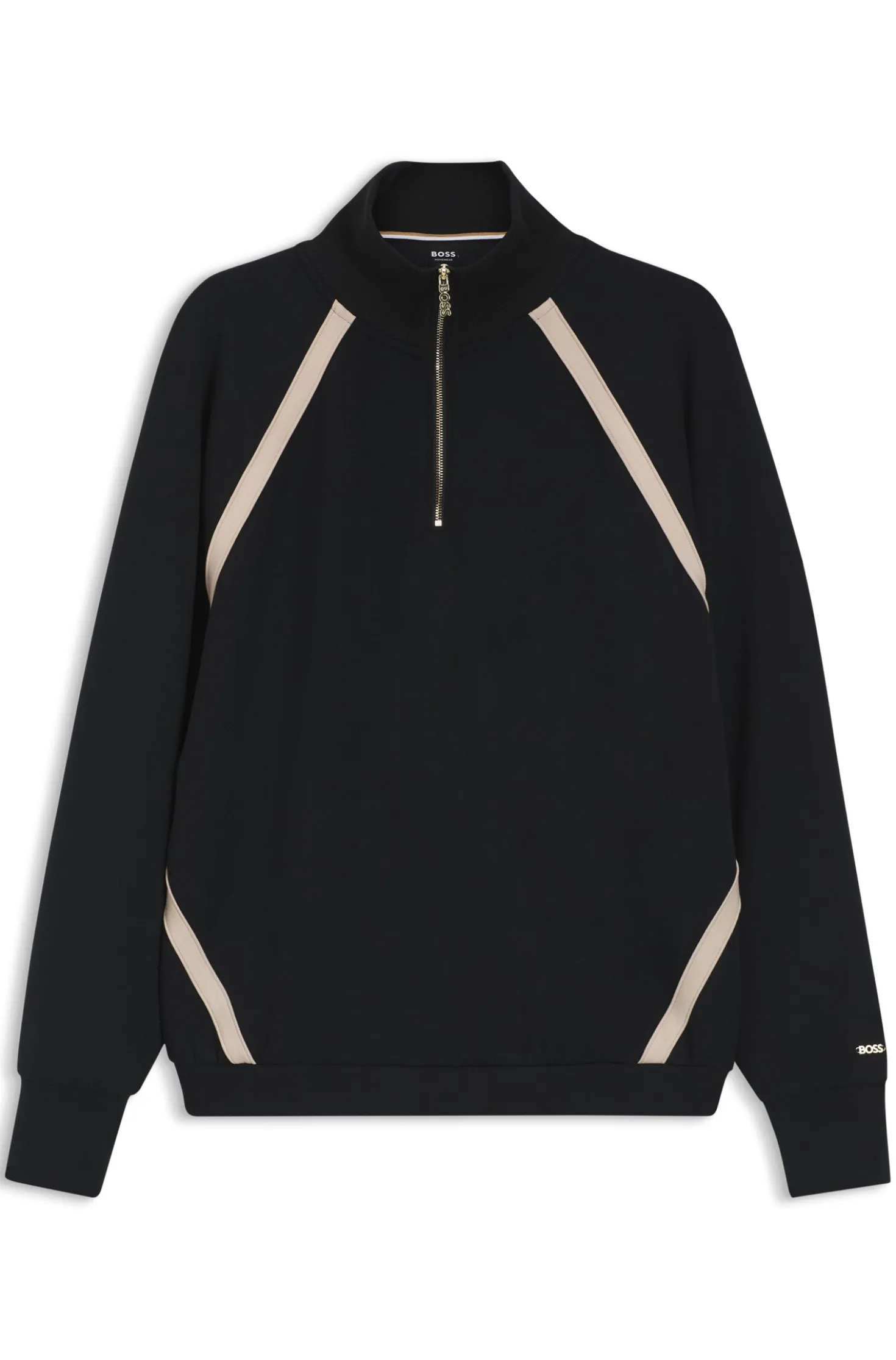 Sweatshirt mit Reißverschluss am Kragen und kontrastfarbenen Einsätzen