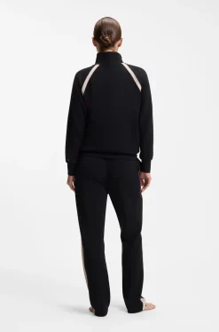 Sweatshirt mit Reißverschluss am Kragen und kontrastfarbenen Einsätzen