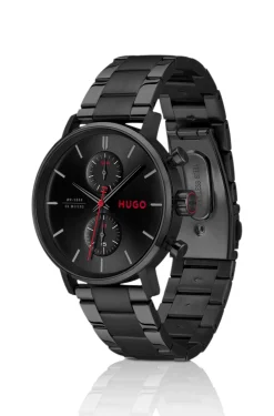 #Takeoff schwarz beschichtete Uhr mit schwarzem Zifferblatt