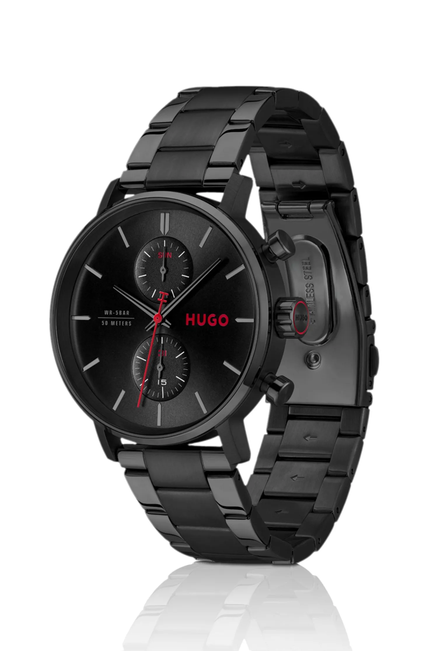 #Takeoff schwarz beschichtete Uhr mit schwarzem Zifferblatt