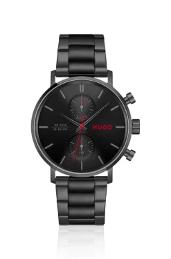 #Takeoff schwarz beschichtete Uhr mit schwarzem Zifferblatt