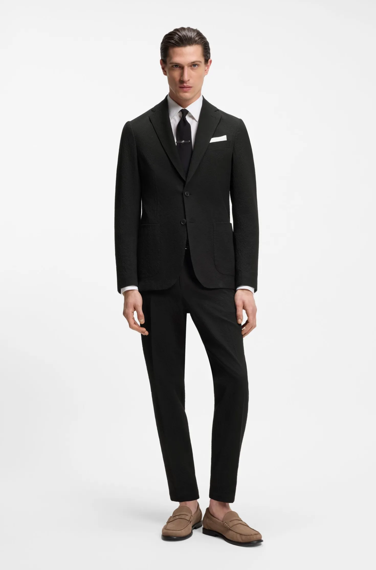 Tapered-Fit Hose aus Stretch-Baumwolle mit Seersucker-Struktur