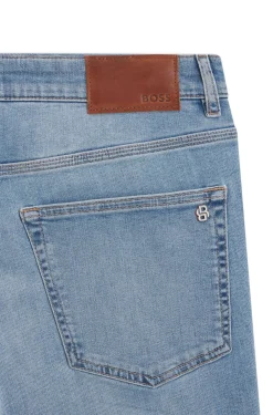 Tapered-Fit Jeans aus blauem Super-Stretch-Denim