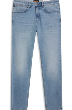 Tapered-Fit Jeans aus blauem Super-Stretch-Denim