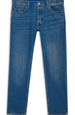 Tapered-Fit Jeans aus mittelblauem Stretch-Denim