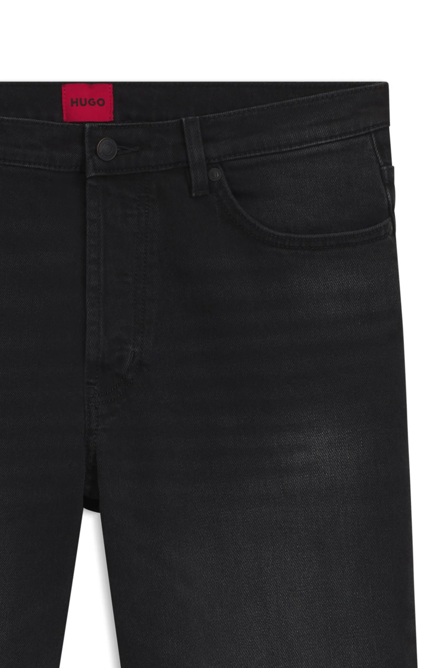 Tapered-Fit Jeans aus schwarzem Stretch-Denim