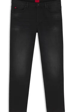 Tapered-Fit Jeans aus schwarzem Stretch-Denim