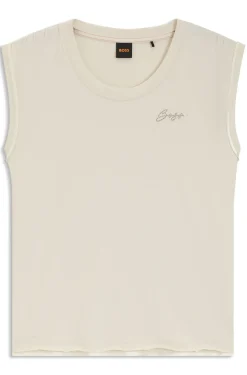 Top aus Baumwoll-Jersey mit Kristall-Logo