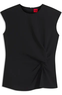 Top aus Krepp mit Knoten-Detail
