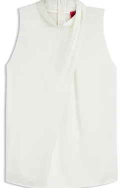 Top aus Satin mit Stehkragen und Drapierung