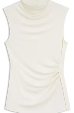 Top aus Stretch-Jersey mit drapiertem Kragen