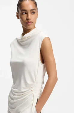 Top aus Stretch-Jersey mit drapiertem Kragen