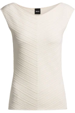 Top mit V-Ausschnitt und Strickstruktur
